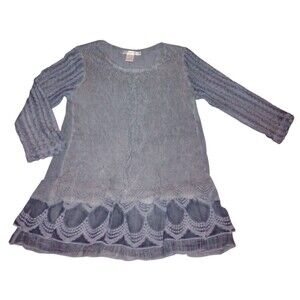 Feratelli Women's Gray Blue Boho Long Sleeve Top Size S